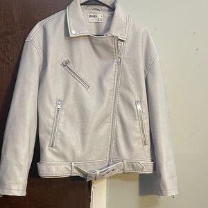 Primark Rita Ora Light Grey Vegan Leather Biker Jacket
